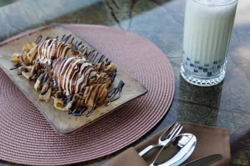 Dessert and a cold drink at Fiaba Brasserie